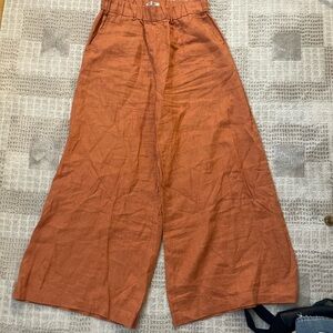 Lanhtropy Rust Wide-Leg Linen Pants size large